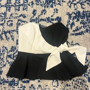 Miss Selfridge Black And White Strapless Top
